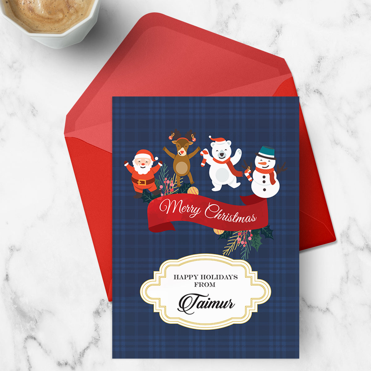 Personalised Lil X'mas Friends - Navy Greeting Card