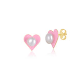 18K Gold Pearly Pink Earrings, Young at Art Collection