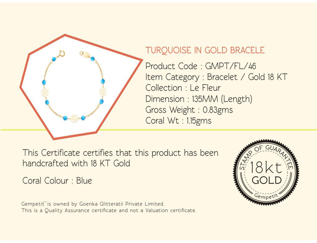 18K Gold Turquoise Bracelet, Le Fleur Collection