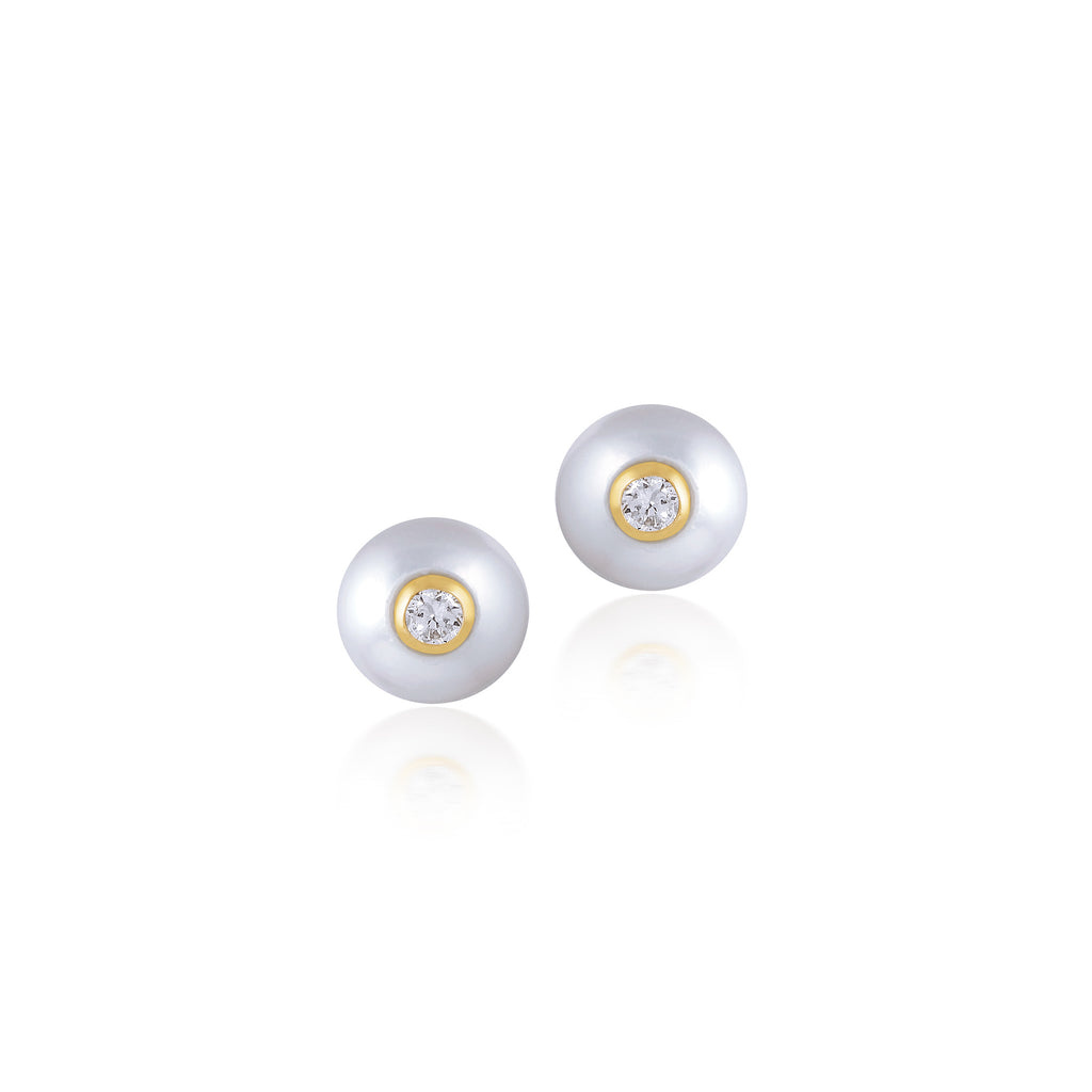 18K Gold Classic Pearl Sparkler Earrings, Bows & Ties Collection