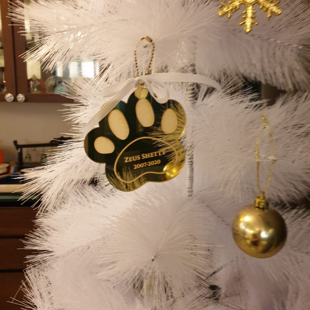 Personalised Paw Gold Ornament