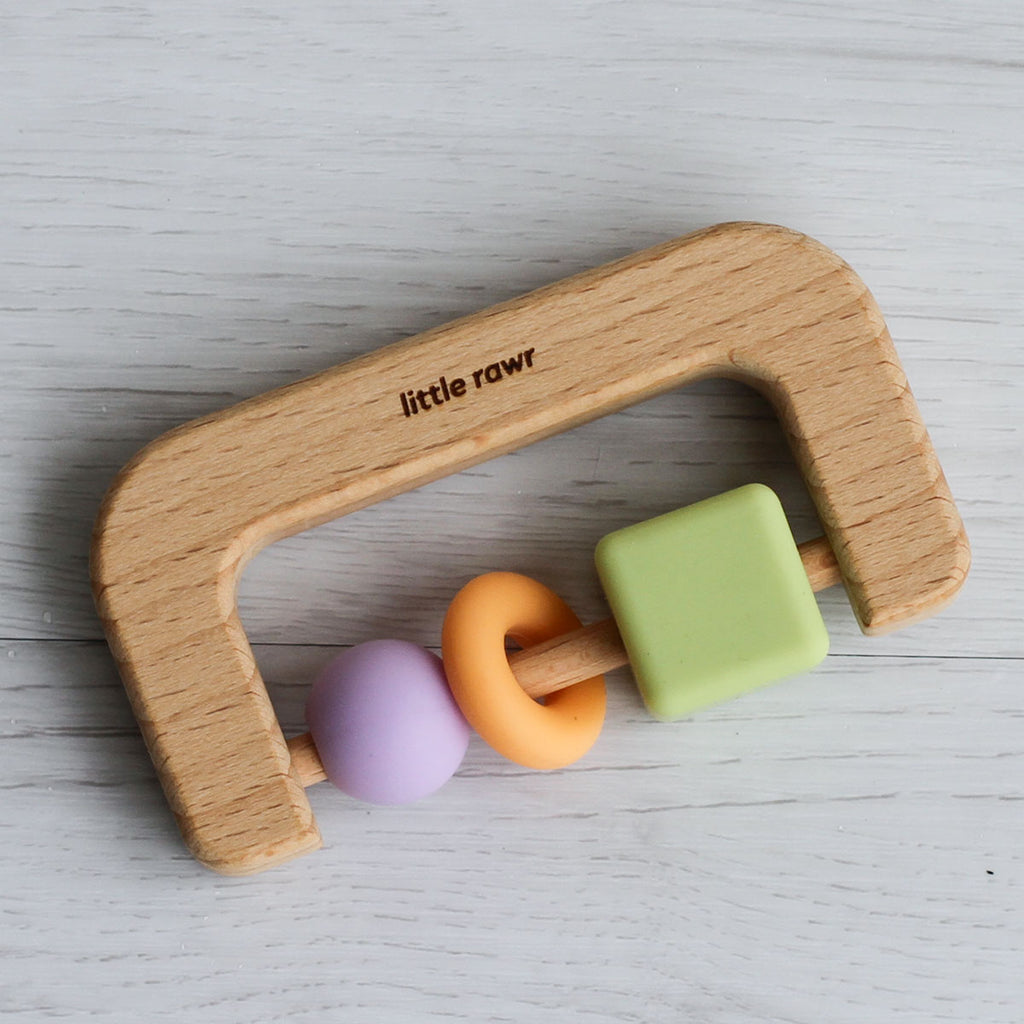 Wood + Bead D Shape Teether Toy