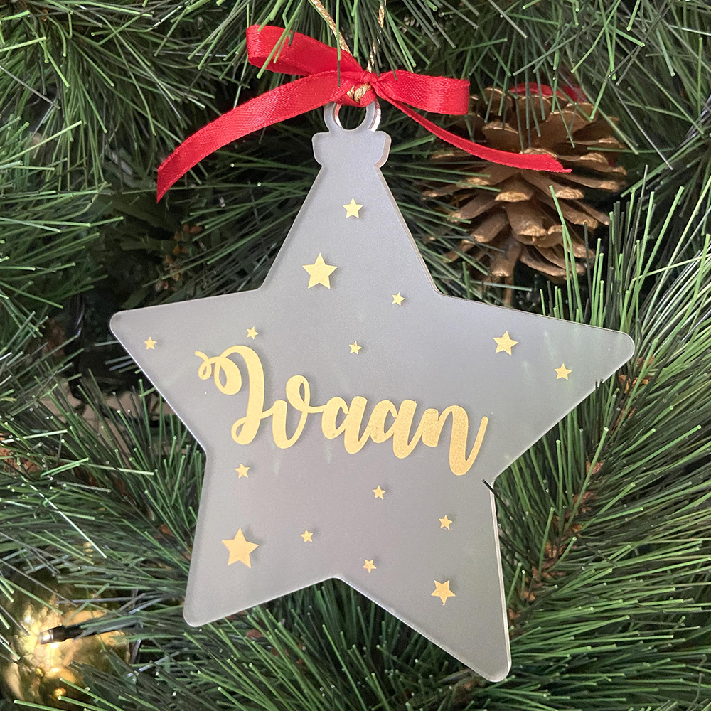 GWD Kids -  Personalised Star Shaped Frosted Christmas Ornament