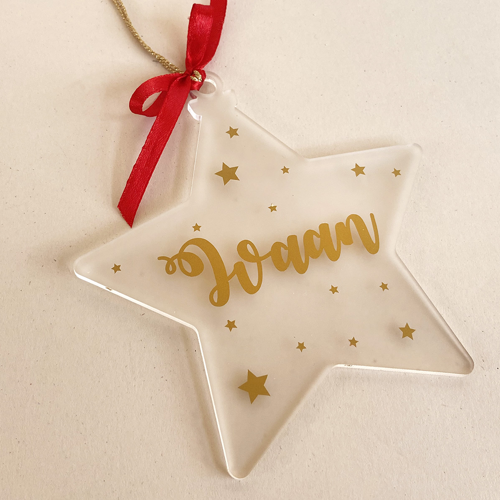 GWD Kids -  Personalised Star Shaped Frosted Christmas Ornament