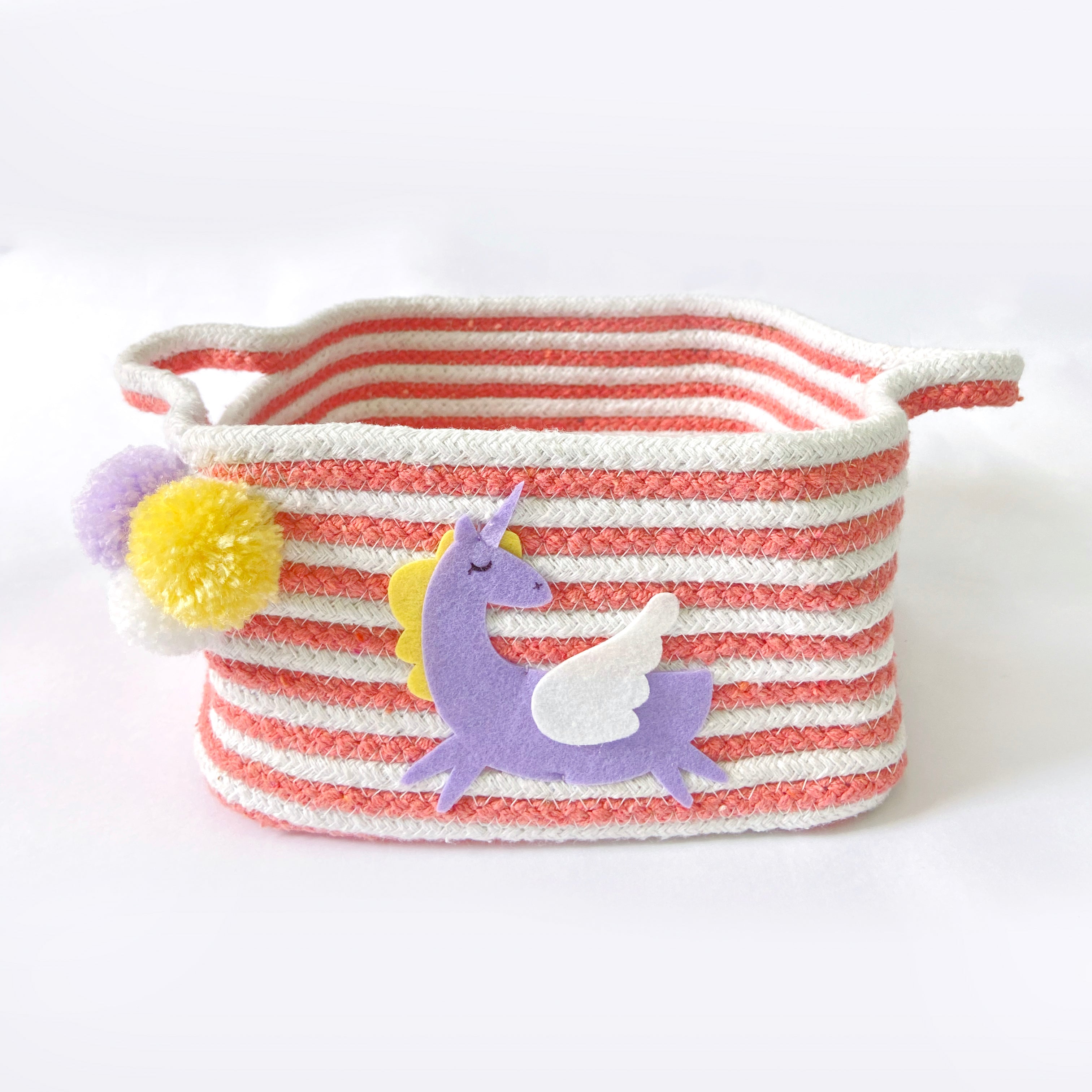 Coral & White Striped Basket - Little Unicorn