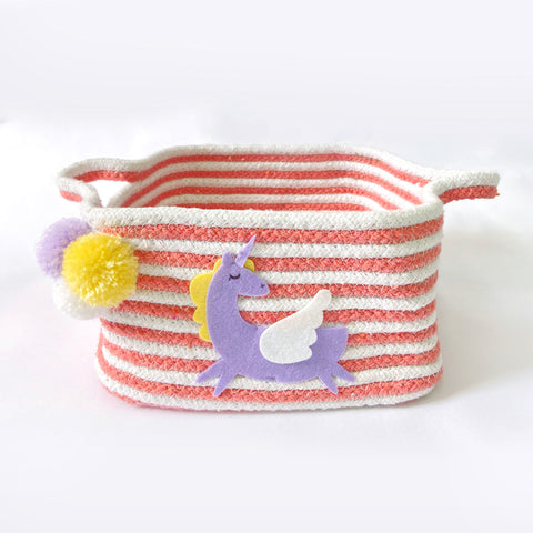 Coral & White Striped Basket - Little Unicorn