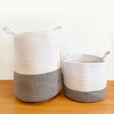 Grey Cotton Rope Storage Baskets - Individual or Set of 2