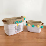 Jute & Cotton Rope Storage Baskets - Elephant, Individual or Set of 2