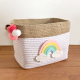Jute & Cotton Rope Storage Baskets - Rainbow, Individual or Set of 2