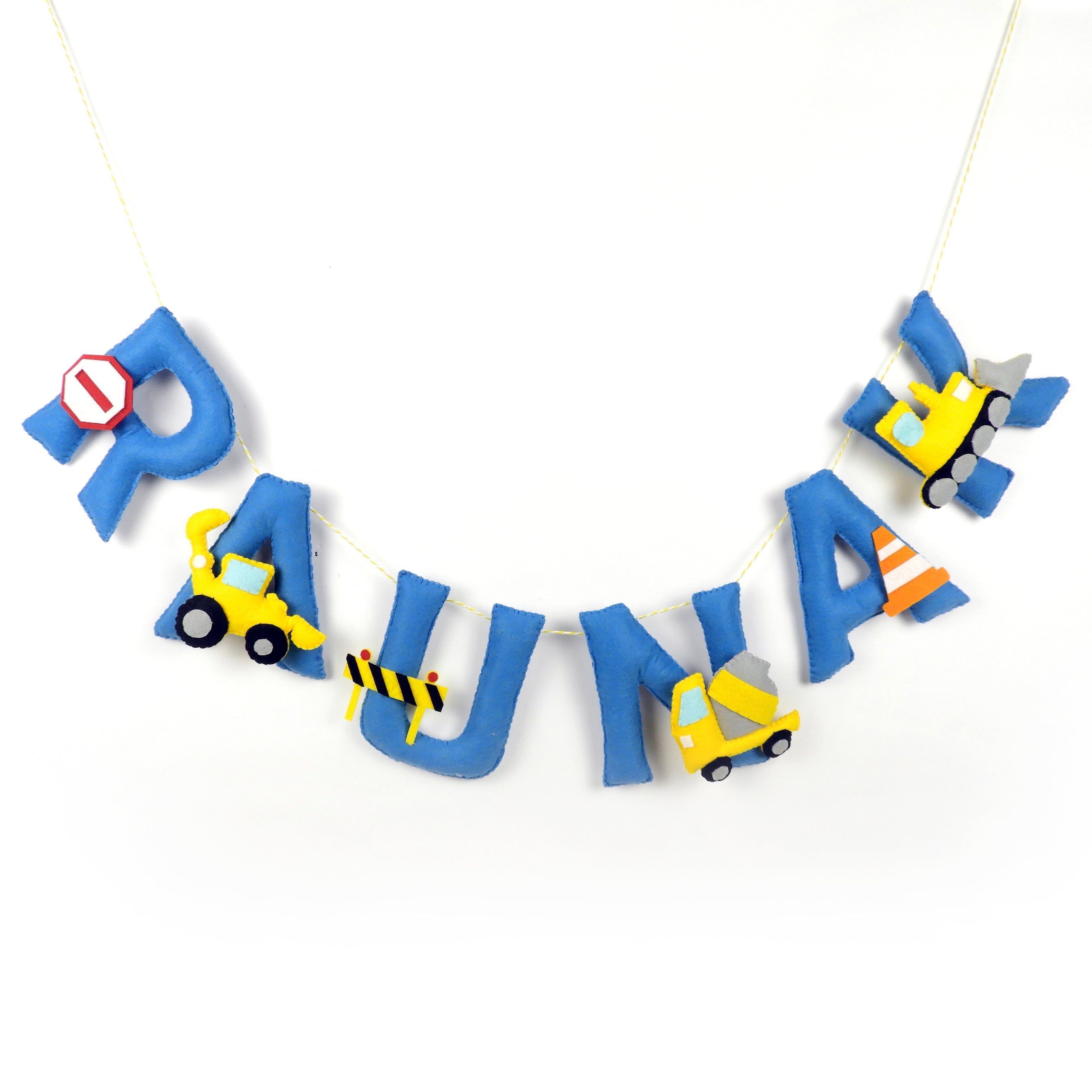 Personalised Construction Theme Name Bunting