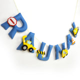 Personalised Construction Theme Name Bunting