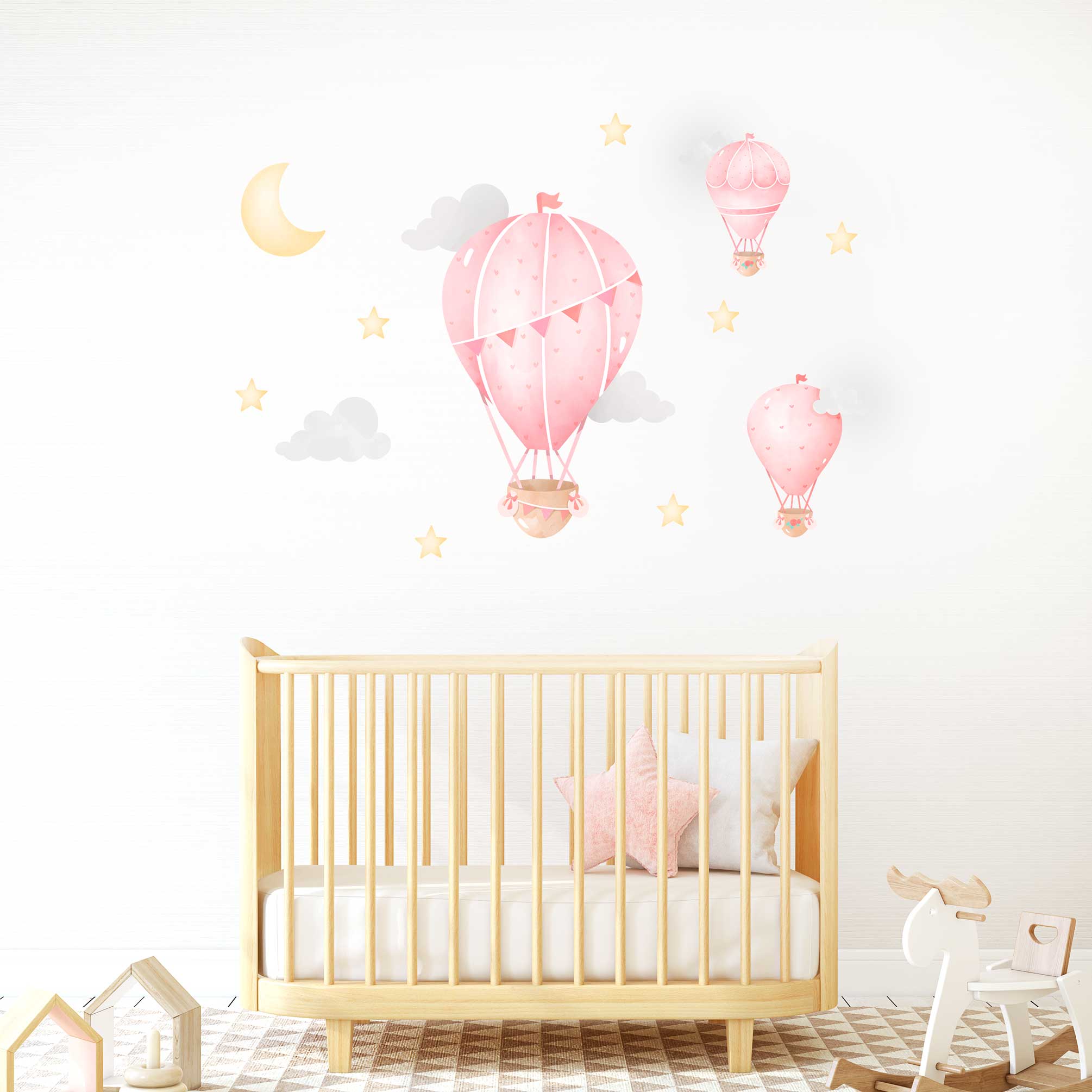Hot Air Balloon Pink - Wall Decal Sticker- Pink