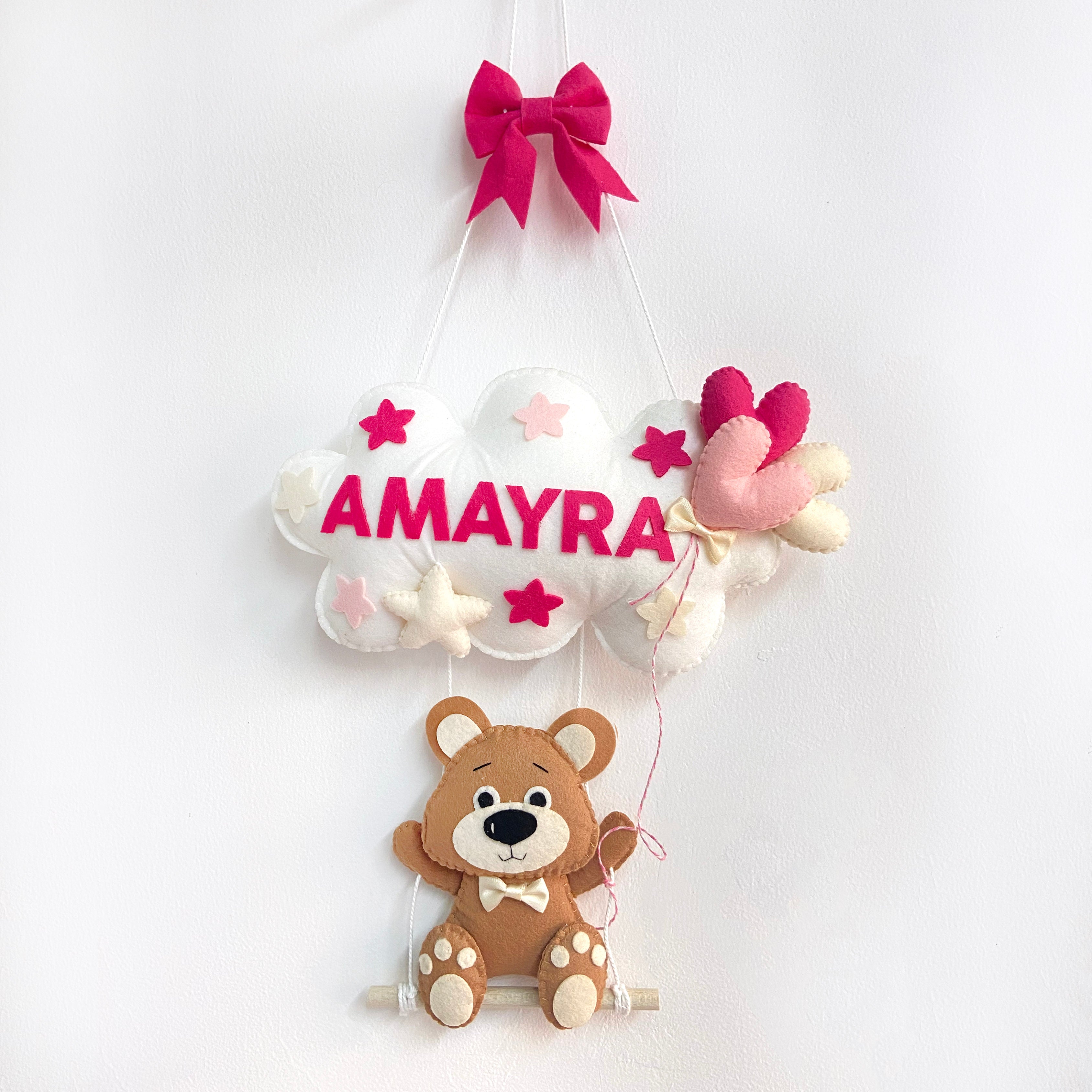 Teddy Bear on a Swing- Personalised Wall Hanging