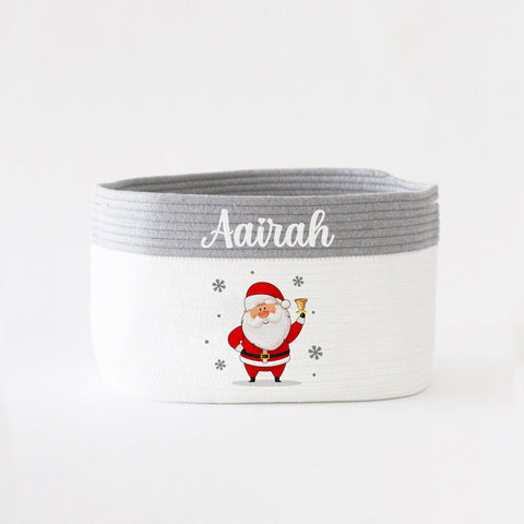 Personalised Christmas Basket - Medium - Santa - Grey