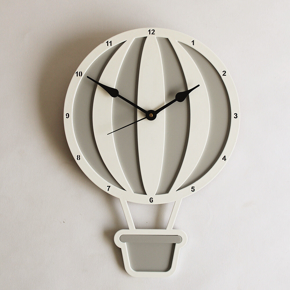 Hot Air Balloon Clock - Grey