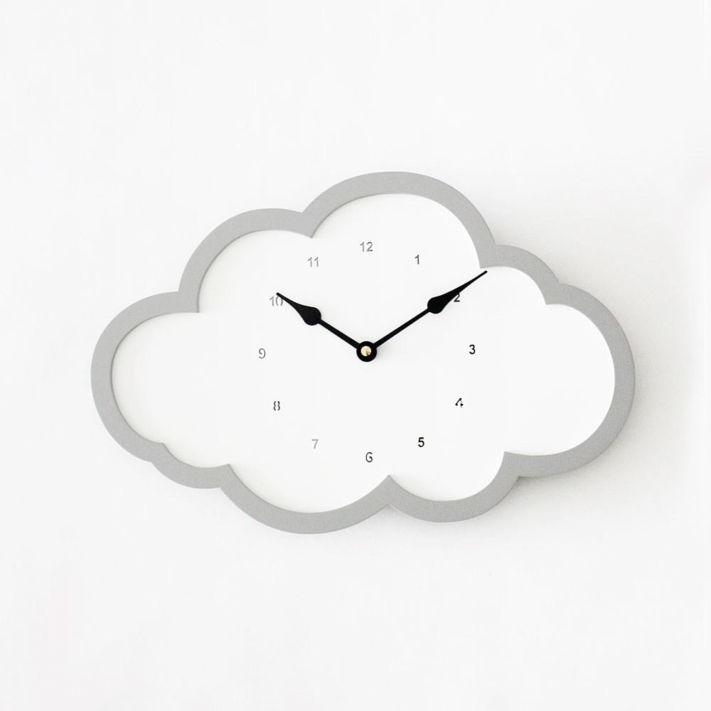 Cloud Clock - White - Grey Border