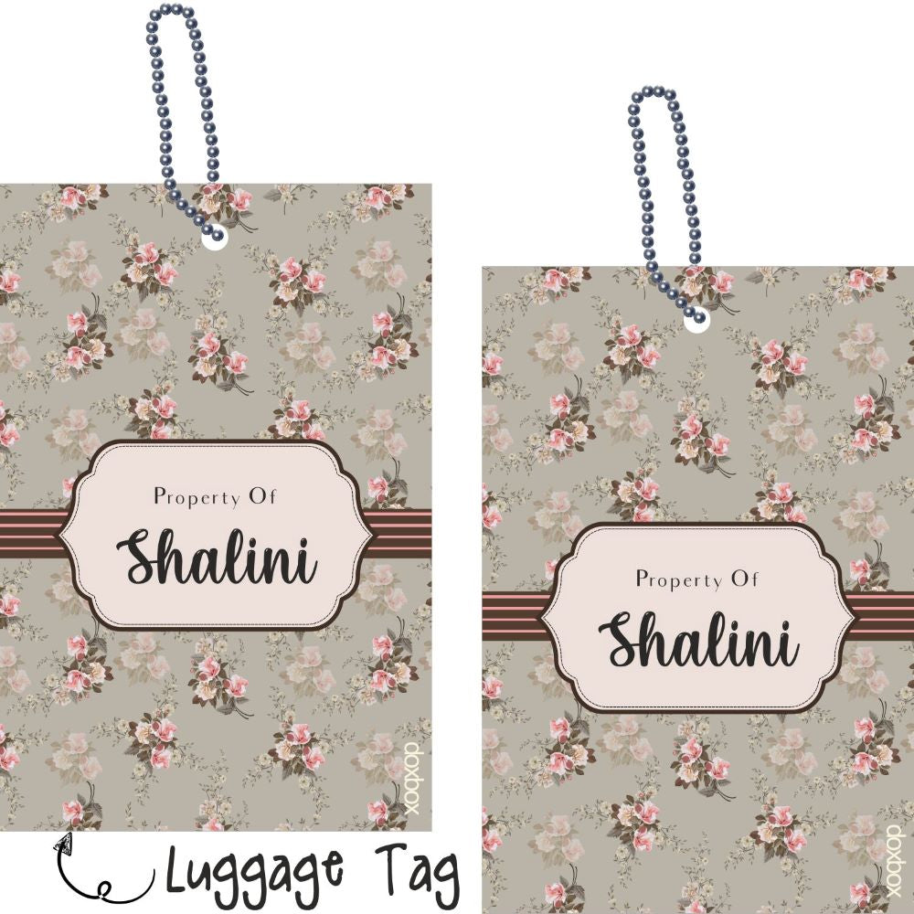 Luggage Tag - Grey floral