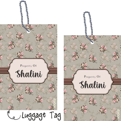 Luggage Tag - Grey floral