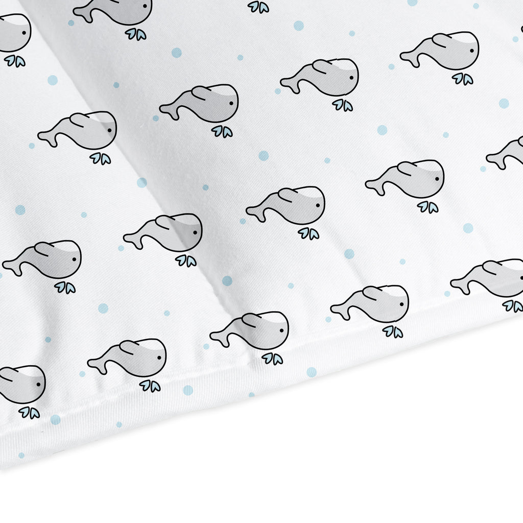 The White Cradle Baby Safe Cot Bumper Pad, Fits all Standard Cribs, Thick Padded Protective Liner for Child Nursery Bed, Soft Organic Cotton Fabric, Breathable, Non-Allergenic - Grey Whale with Blue Dots