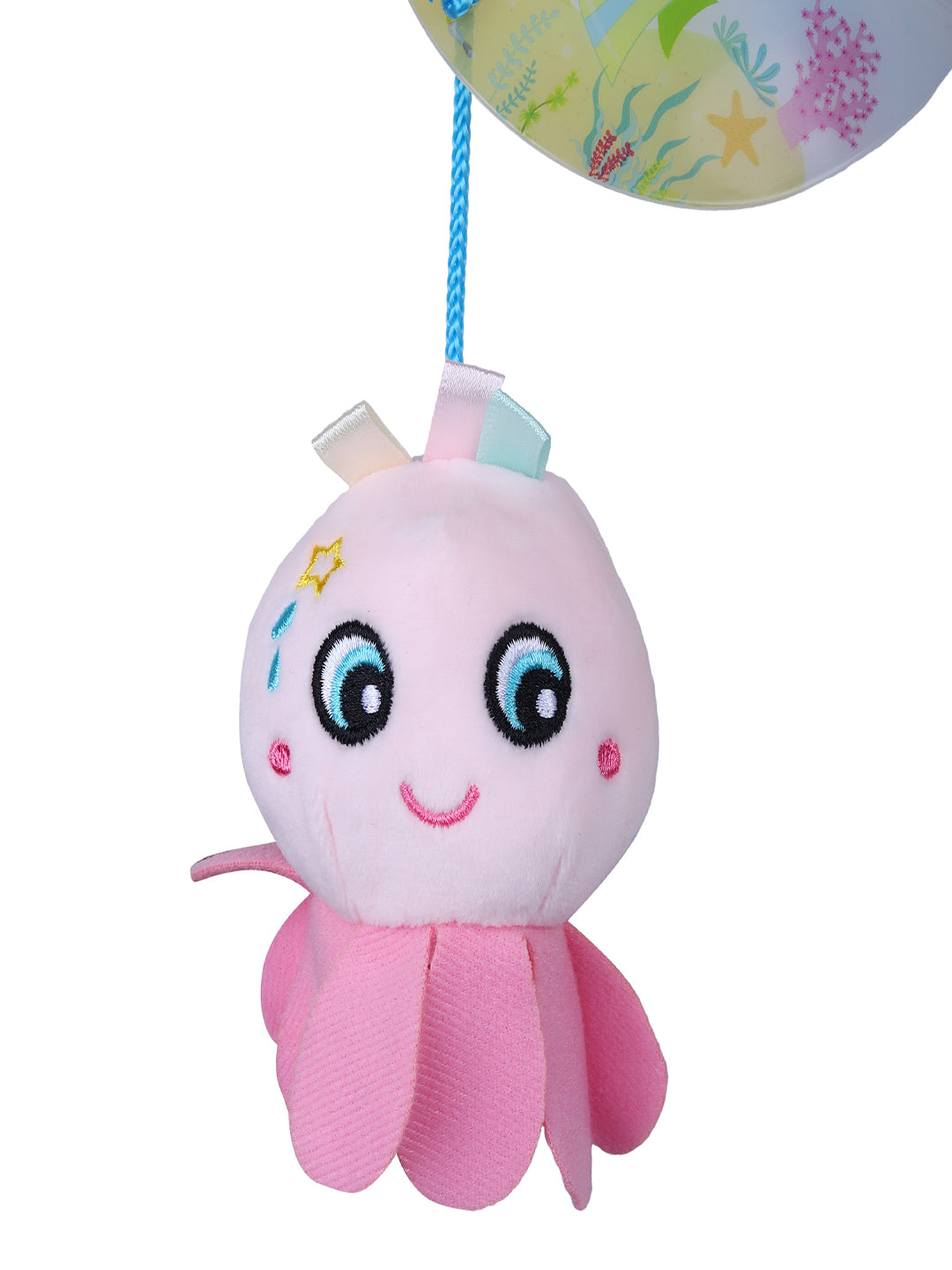 Baby Moo Ocean Friends Clip-On Foldable Rotating Wind Chime Cot Mobile With Hanging Rattle Toys - Multicolour