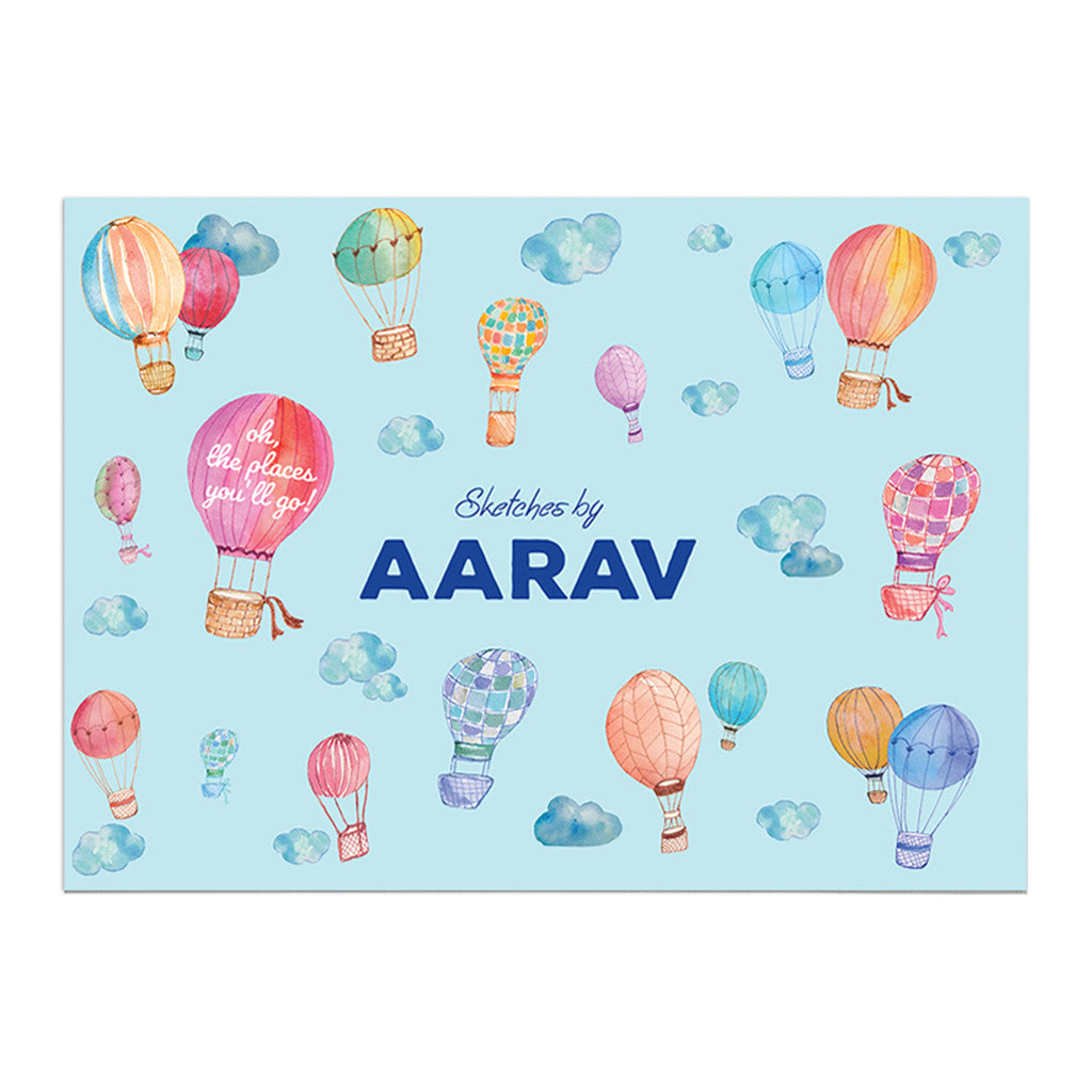 Personalised Sketch Book - Hot Air Balloon, Blue