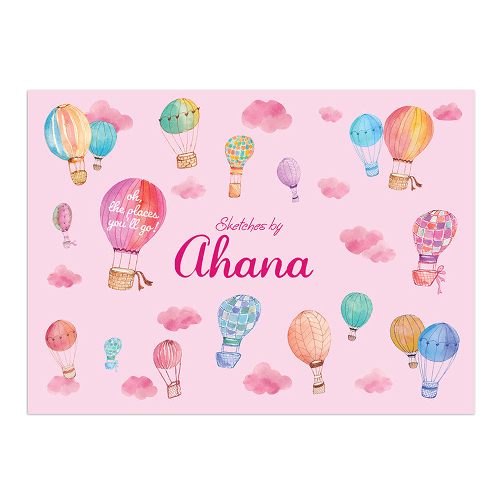 Personalised Sketch Book - Hot Air Balloon, Pink