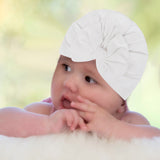 Baby Moo Bow Turban Cap - White