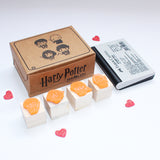 Official Harry Potter Mini Rubber stamps on a Wooden Mount - Harry Ron Heroine Voldemort - Set of 4