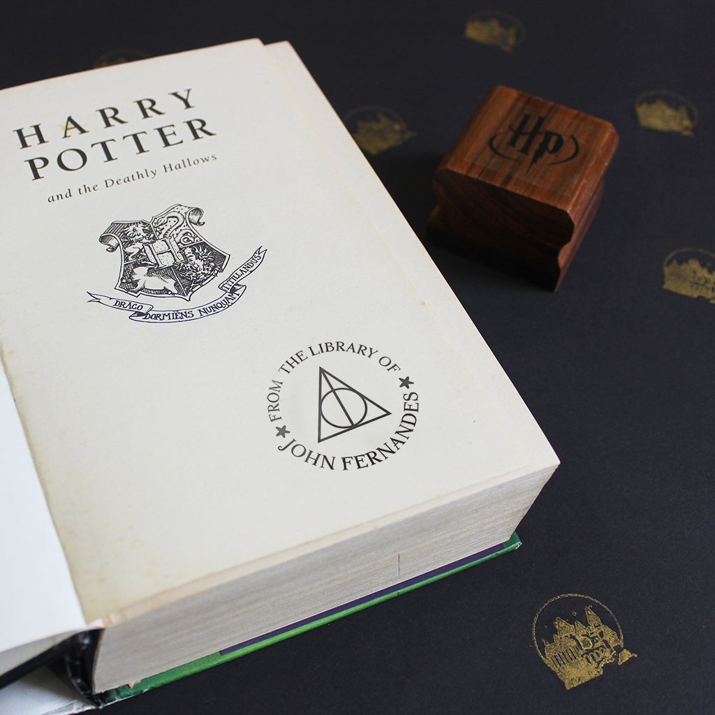 Official Harry Potter Personalised Wooden Text Stamp With Stamp Pad - Deathly Hallows