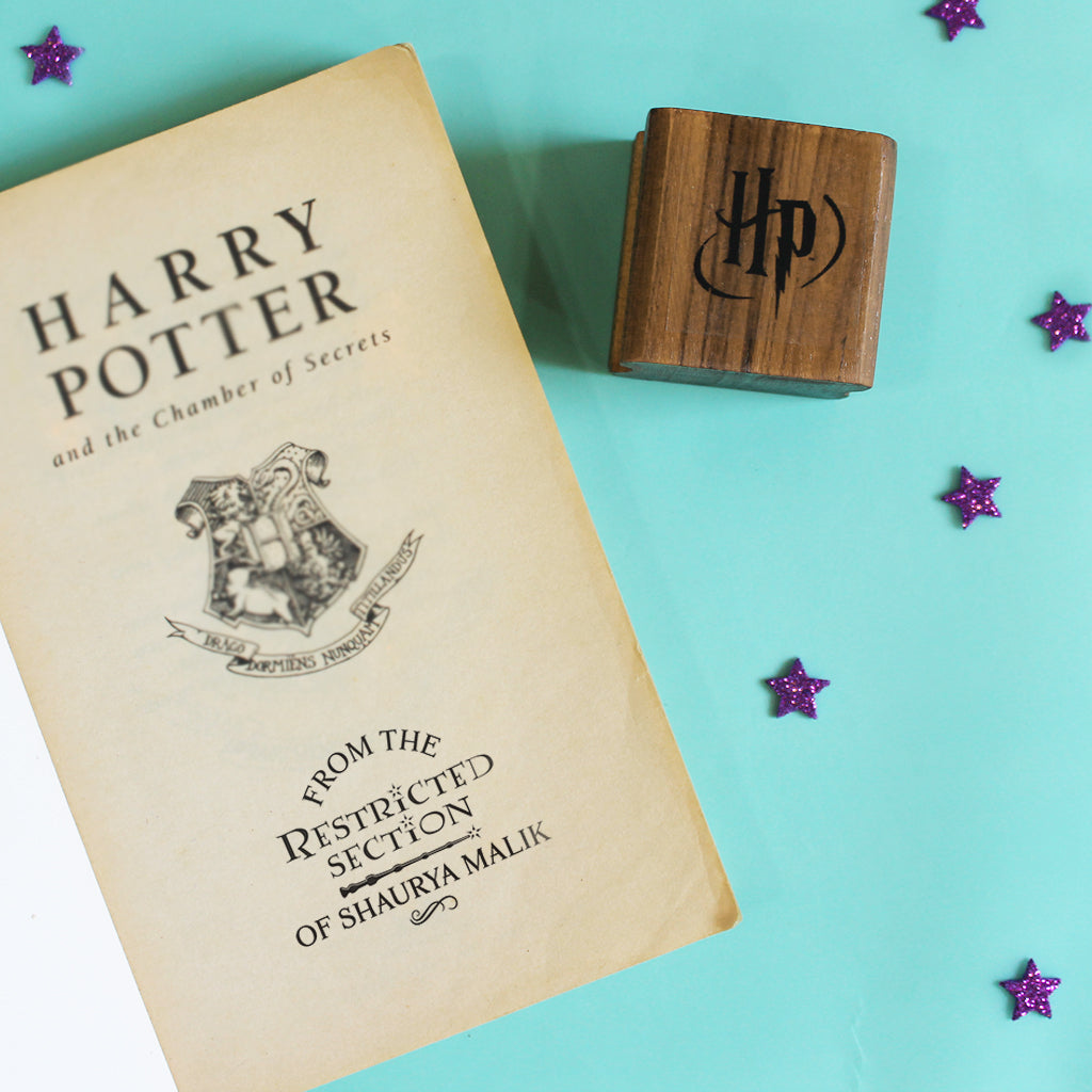 Official Harry Potter Personalised Wooden Text Stamp With Stamp Pad - Restricted Section 2