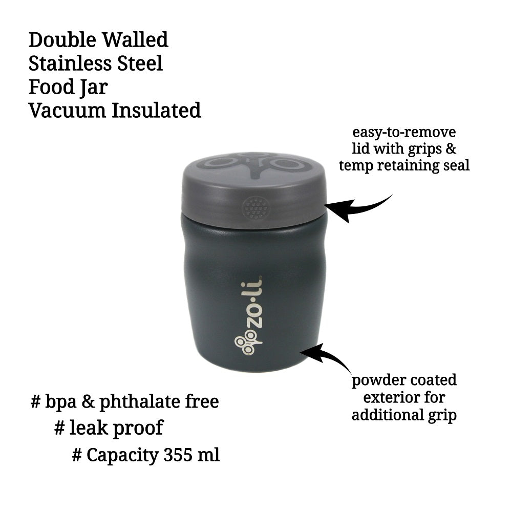 Zoli Pow Dine Stainless Steel Insulated Food Jar- Grey