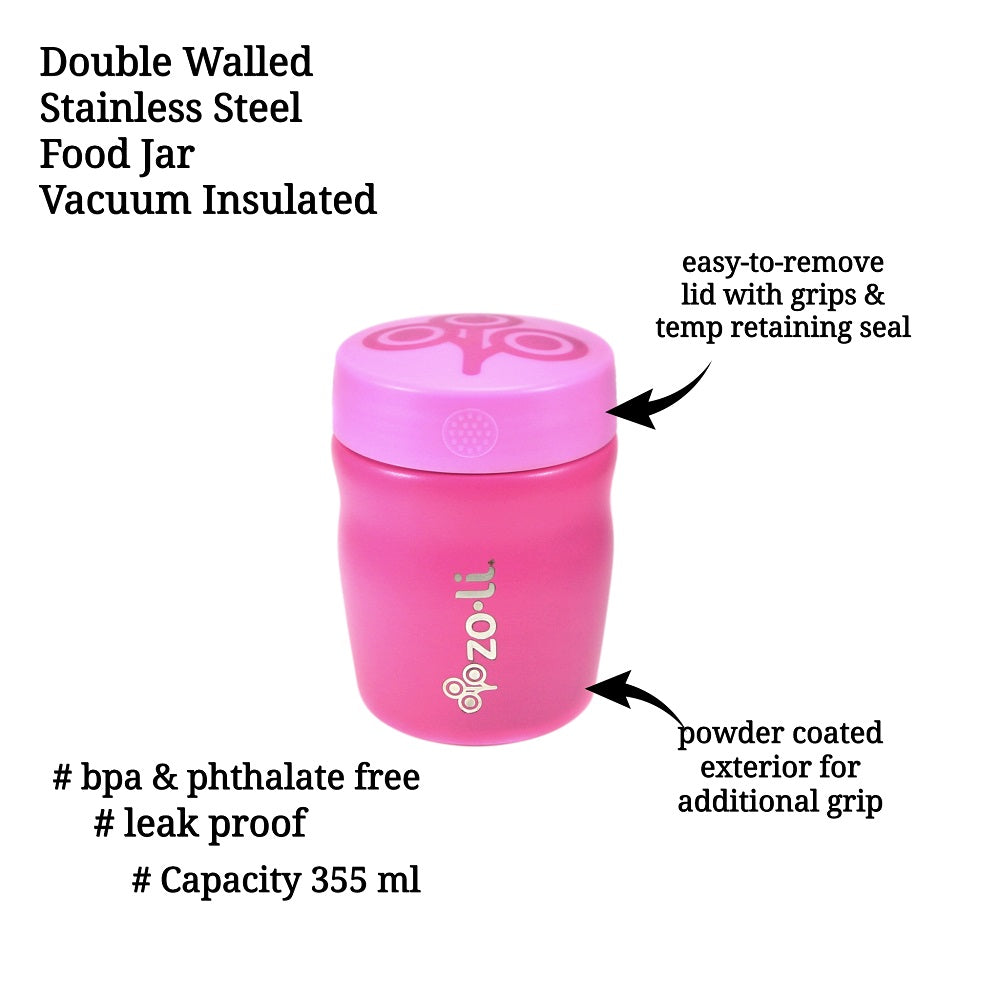 Zoli Pow Dine Stainless Steel Insulated Food Jar- Pink