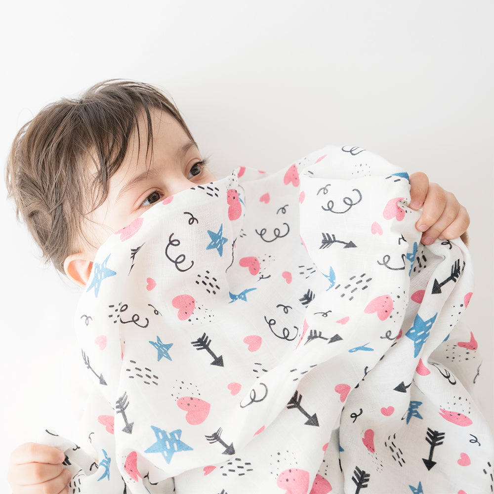 Doodle Arrows & Here, There - Organic Luxury Swaddles Set