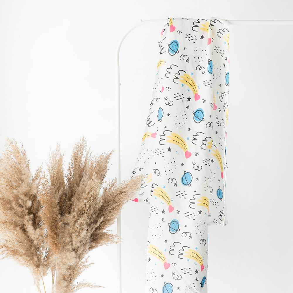 Doodle Space & Here There - Organic Luxury Swaddles Set