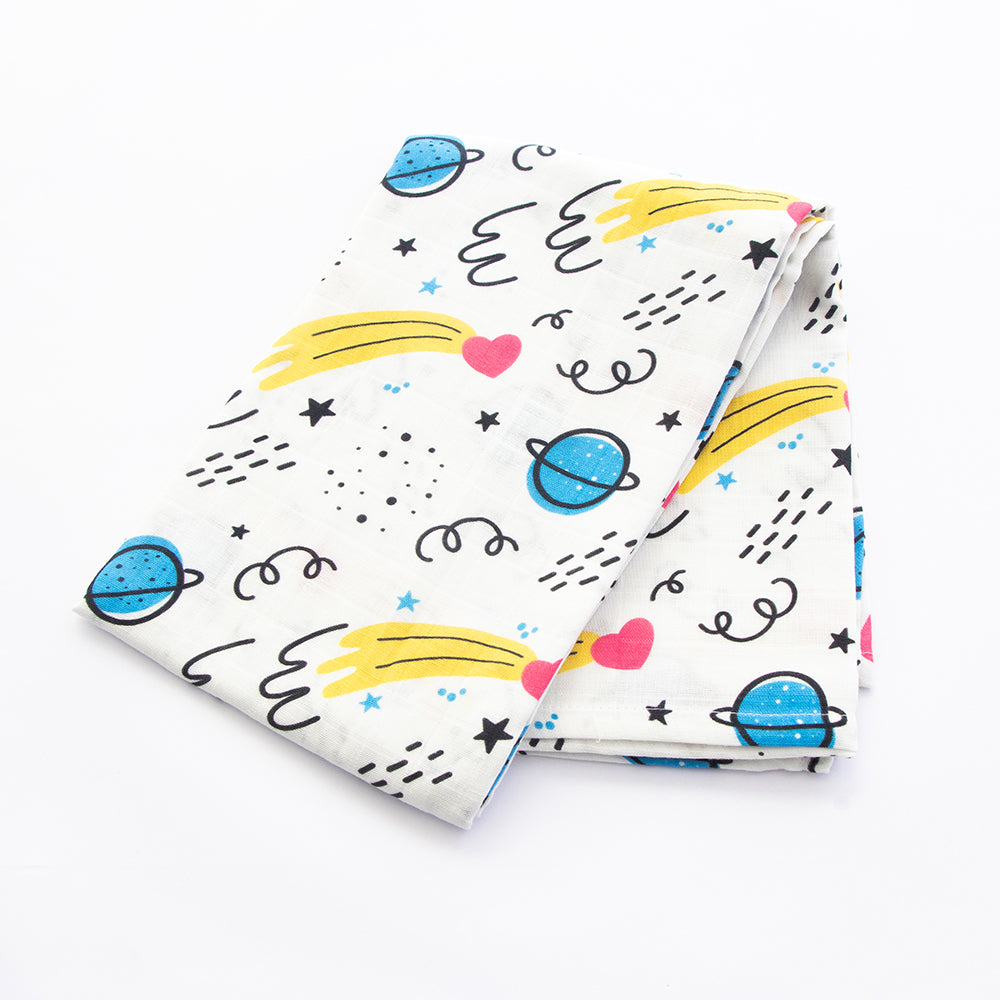 Doodle Space & Here There - Organic Luxury Swaddles Set