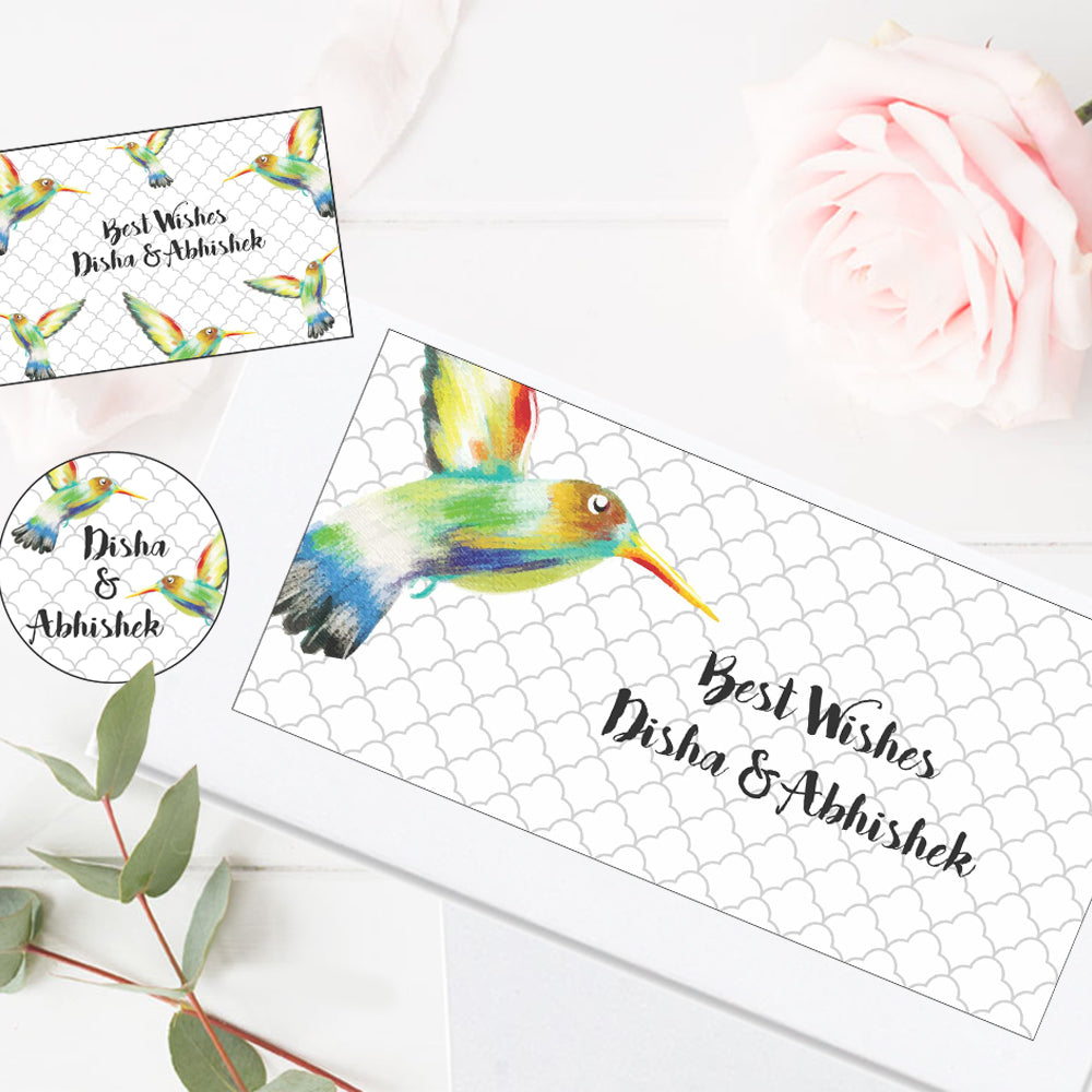 Personalised Gift Envelopes, Cards & Stickers Combo - Hummingbird, Set of 130