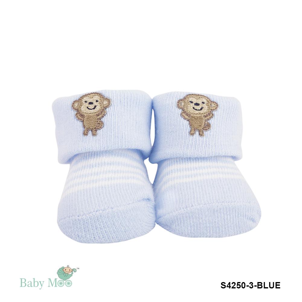 Monkey & Striped Blue 2 Pk Socks