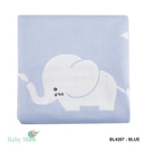 Elephant Blue Muslin Blanket