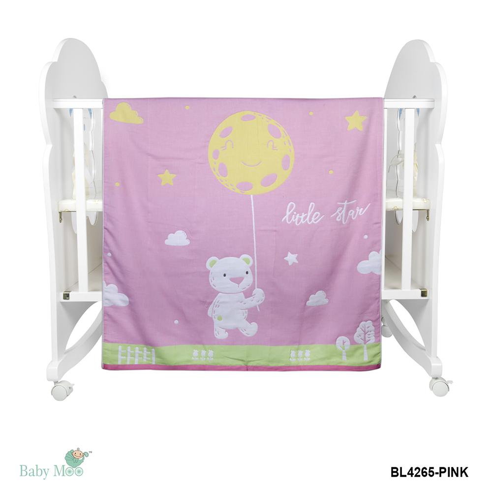 Little Star Bear Pink Muslin Blanket