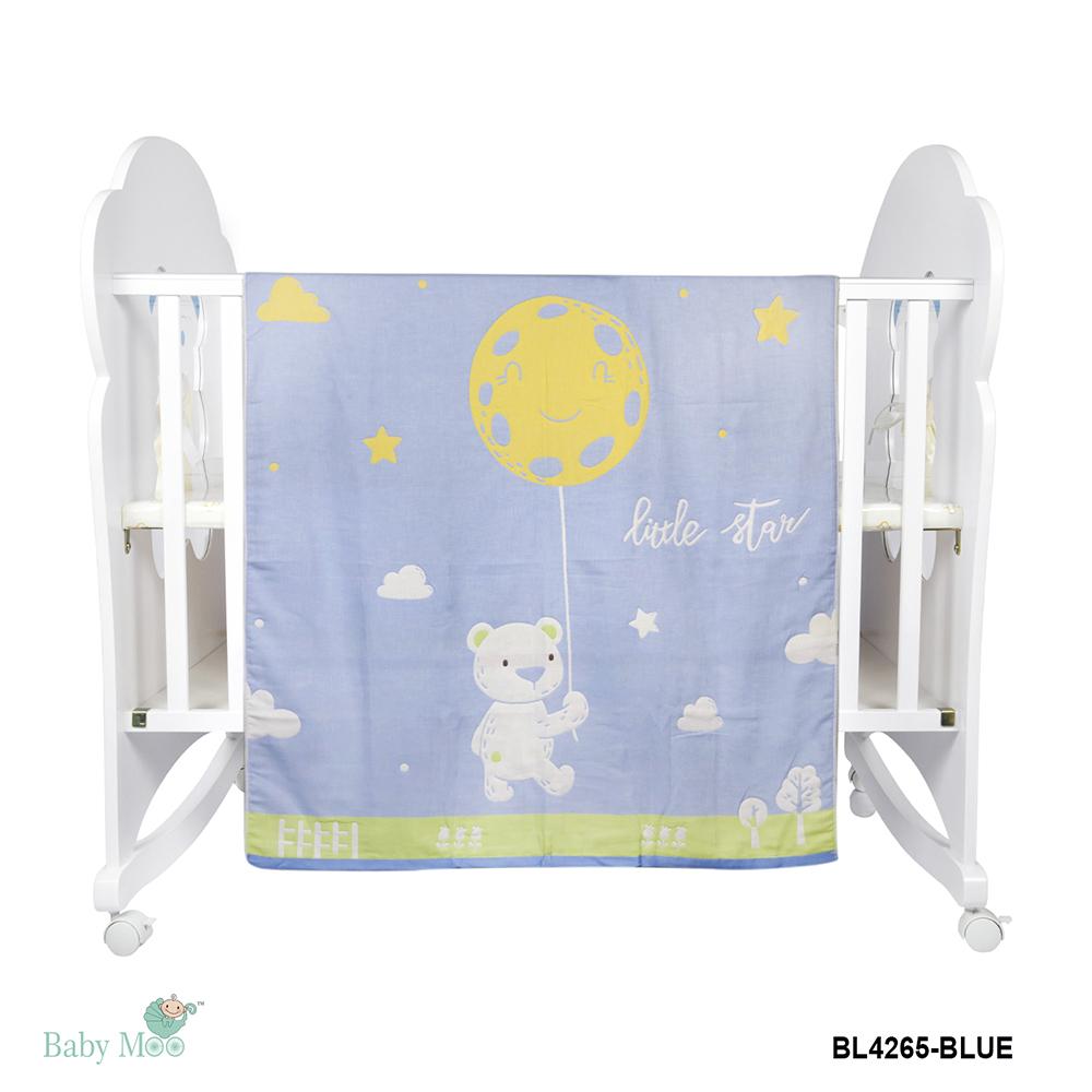Little Star Bear Blue Muslin Blanket