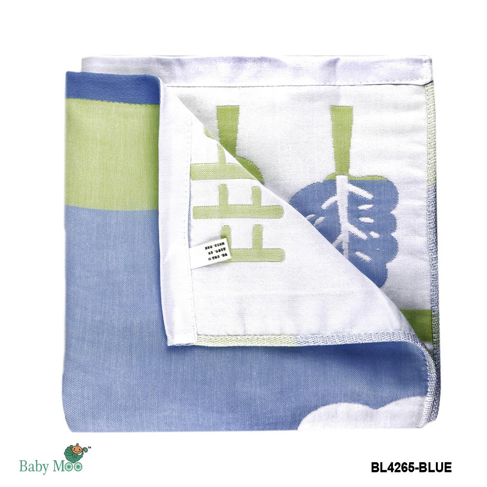 Little Star Bear Blue Muslin Blanket
