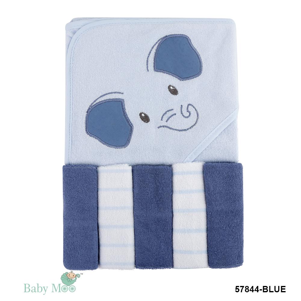 Elephant Blue Towel & Wash Cloth Set