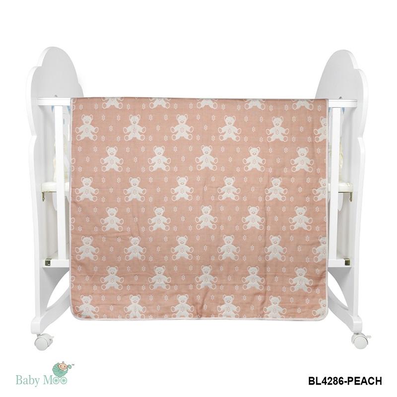 BFF Bear Peach Muslin Blanket