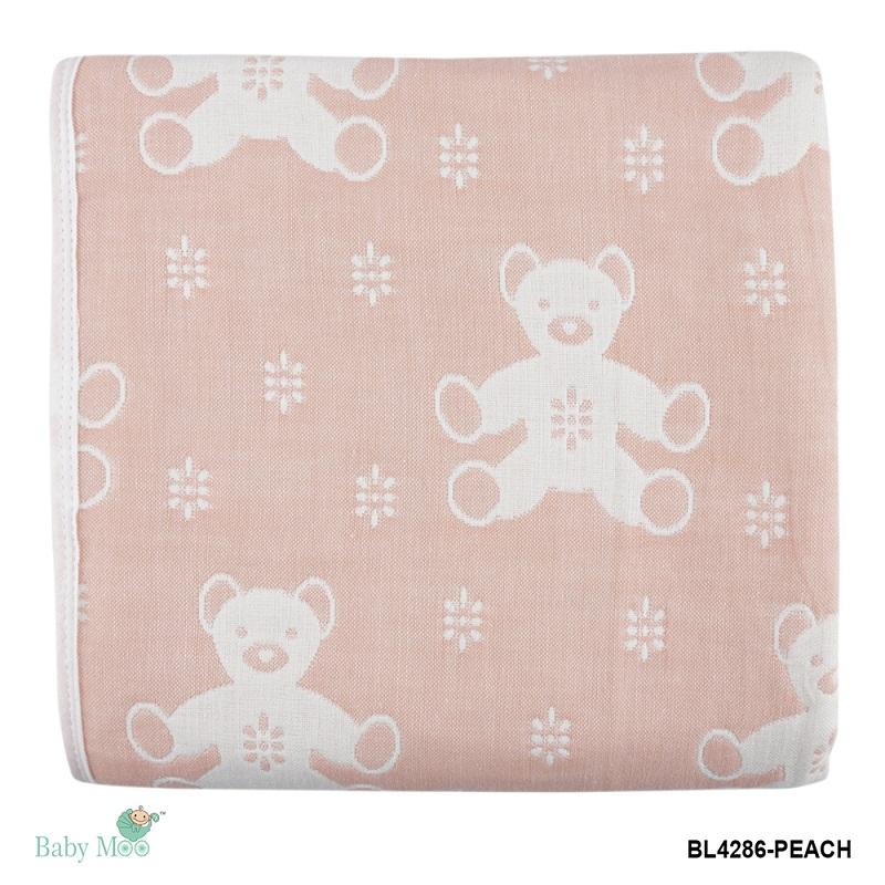 BFF Bear Peach Muslin Blanket