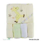Giraffe Yellow Applique Hooded Towel & Wash Cloth Set