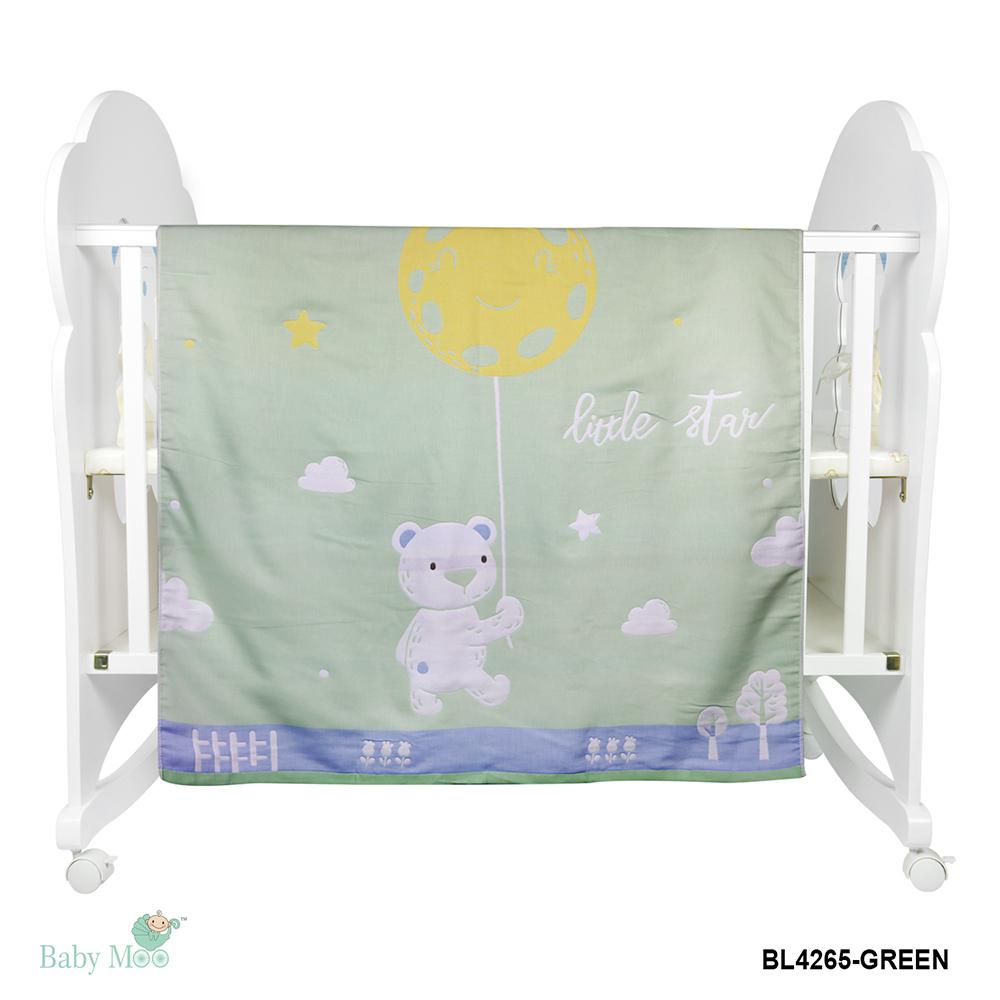 Little Star Bear Green Muslin Blanket