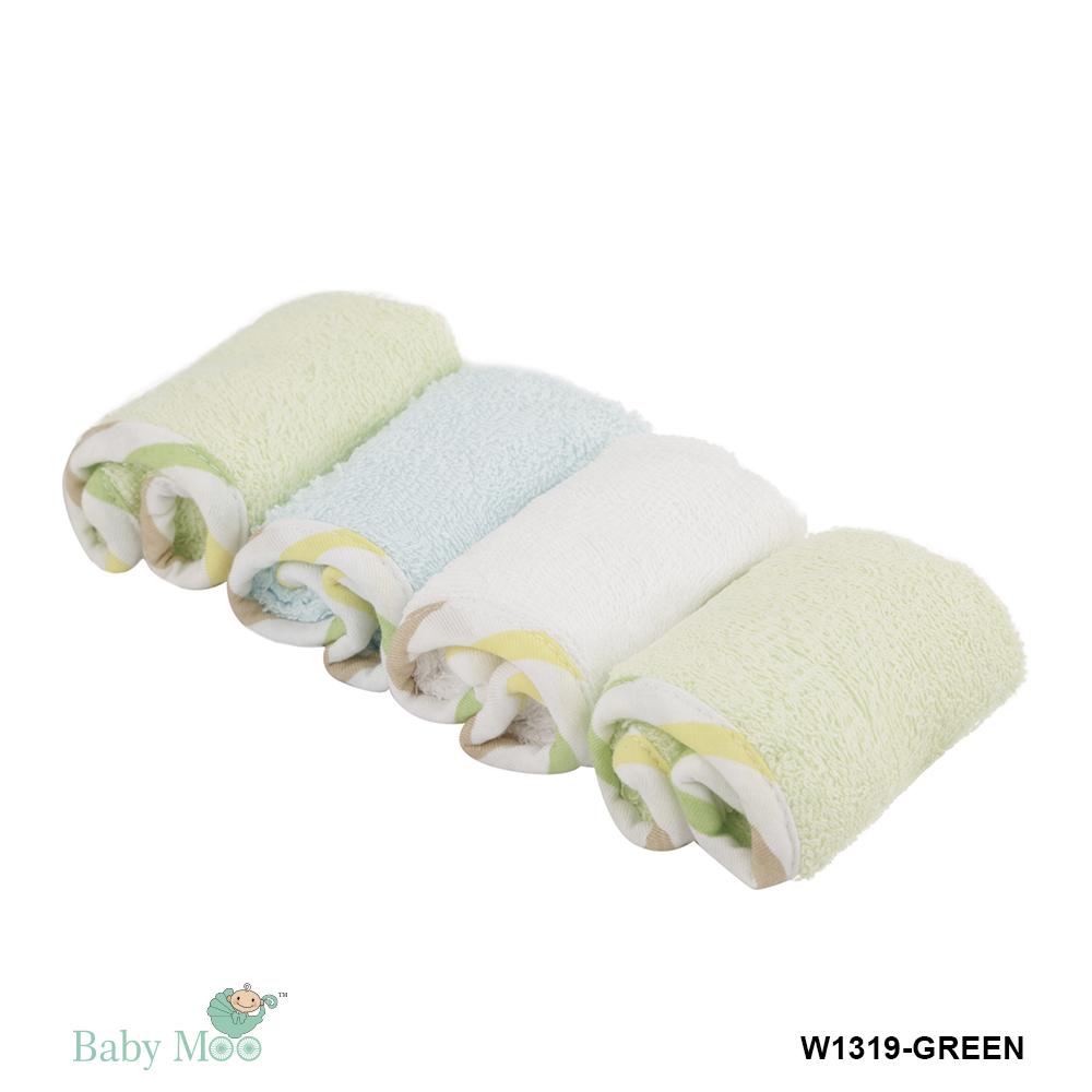 Chick Green Applique Hooded Towel & Wash Cloth Set