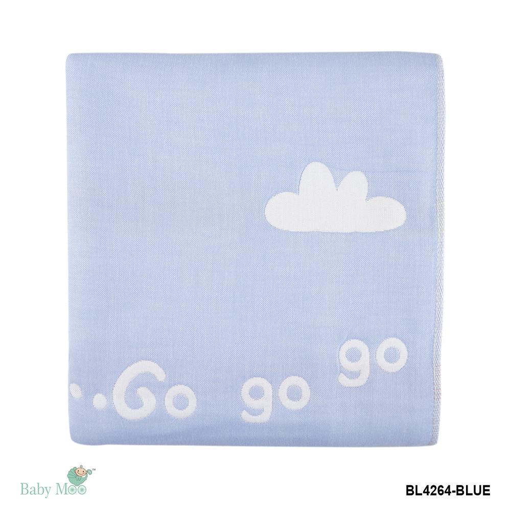 Giraffe Blue Muslin Blanket