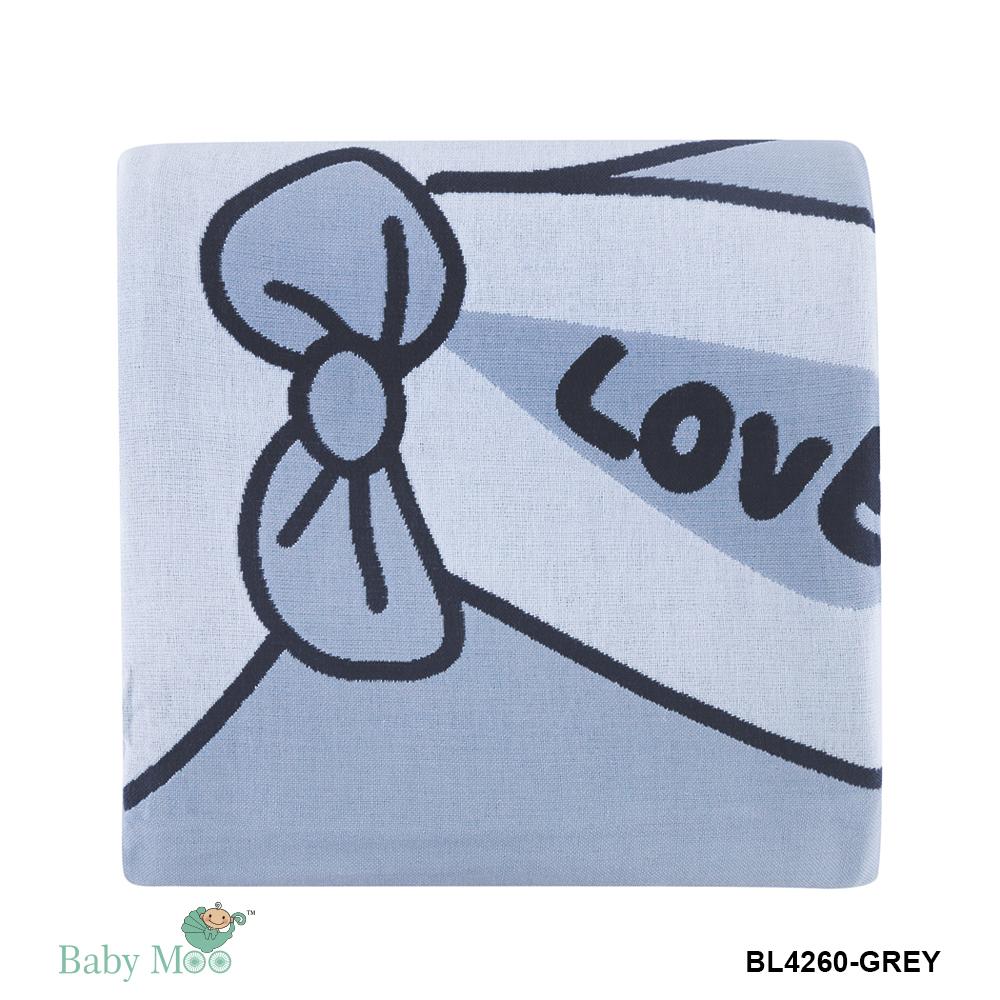 Love Grey Big Baby Muslin Blanket