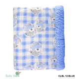 Puppy Blue Reversible Fur & Printed  Blanket